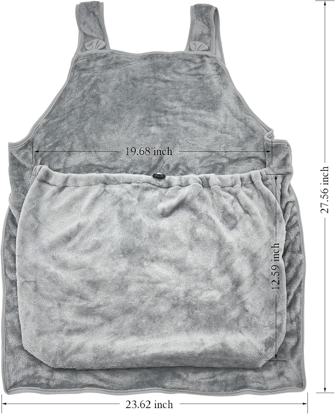 Pet Plush Carrier Apron with Adjustable Sleeping Bag Hands Free Sling Holder Cat Carrying Bonding Pouch for Small Dogs and Cats (Dark Gray)