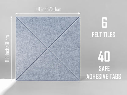 Cork Board 24 x36 Alternative - 6 Pack Felt Wall Tiles with Safe Removable Adhesive Tabs, Cork Boards for Walls Cork Board for Home Office Pin Board Tack Board - Blue Marble
