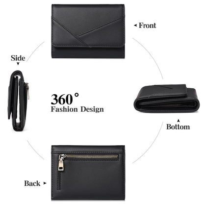GAEKEAO Small Wallets for Women Leather RFID Blocking Trifold Ladies Wallets Credit Card Holder with Zipper Coin Pocket