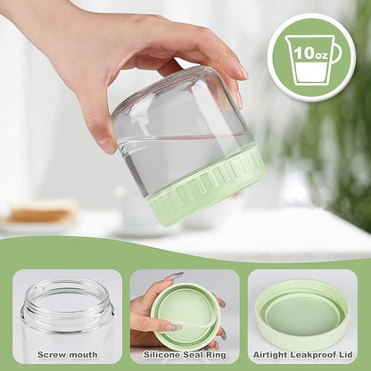 SHOWIN Overnight Oats Containers with Lids, Glass Jars with Lids 4 pcs, Candy, Wide Mouth Mason jars for Salad, Yogurt, Snacks, Meal Prep