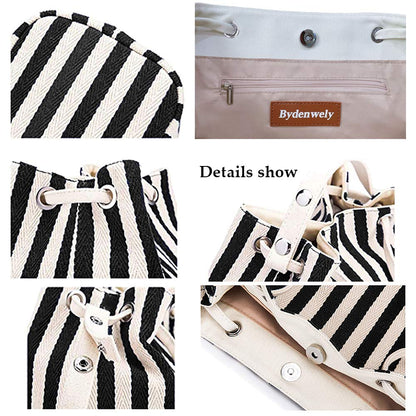 Bydenwely Women's Canvas Summer Tote Bags Small Shoulder Bag Daily Working Handbag for Holiday Travel Pool (Black, Small)