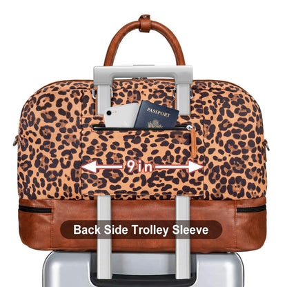 Weekender Bags for Women, Large Overnight Bag Canvas Travel Duffel Bag Carry On Tote with Shoe Compartment 21" 3Pcs Set