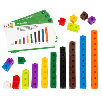 Kids First Math: 100 Linking Cubes Mathematics Kit w/Activity Cards | Develop Skills in Counting, Sorting, Sequencing, Graphing, Measuring | Visual Hands-on | at-Home | Classroom Learning Ages 3+