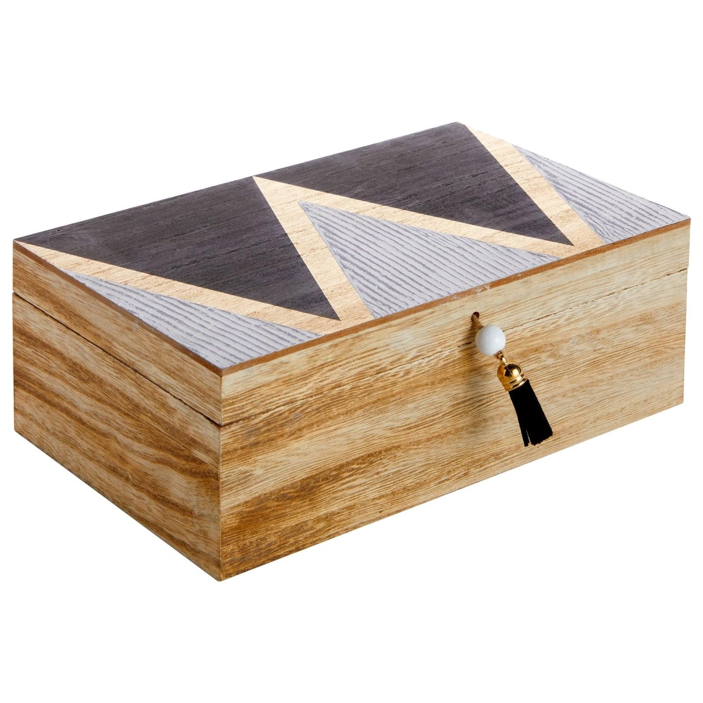 Juvale Wooden Box with Hinged Lid - Jewelry Storage for Rings & Trinkets - Decorative Storage Box for Coffee Table & Nightstand - 9.5 x 5.9 x 3.2 in, Pack of 1, Brown