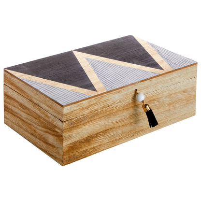 Juvale Wooden Box with Hinged Lid - Jewelry Storage for Rings & Trinkets - Decorative Storage Box for Coffee Table & Nightstand - 9.5 x 5.9 x 3.2 in, Pack of 1, Brown