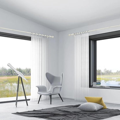 Thestoa Nickel Curtain Rods for Windows 30-62 Inch, 5/8" Stainless Steel Small Curtain Rod for Bedroom, Living Room,Kitchen,Farmhouse