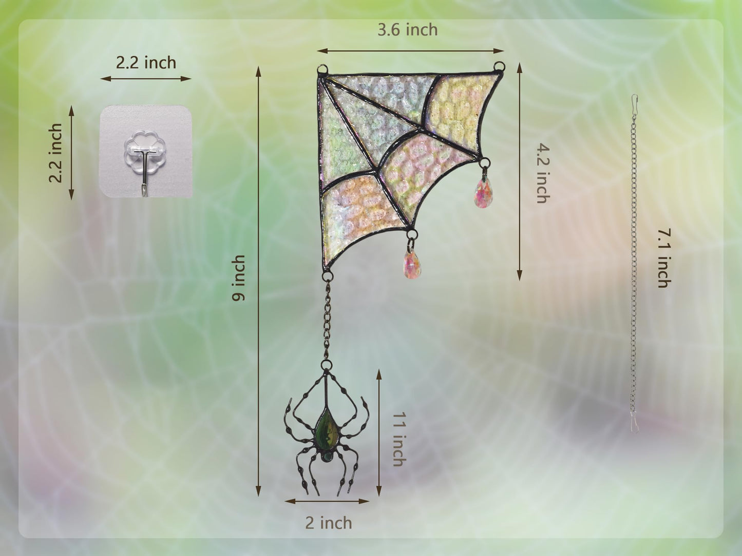 Velasyart Stained Glass Spider Web Suncatcher - Gothic Window Suncatcher Decor