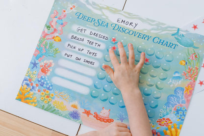 Kids Chore & Routine Reward Chart Set – 3 Ocean-Themed 7-Day Charts with 147 Stickers – Gentle Behavior & Goal Tracker by Saisu – Ages 3+
