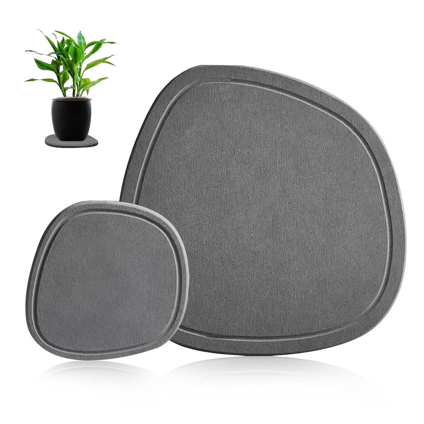 Plant Saucers for Indoors, 2 Pack 7 12 Inch Instantly Dry Diatomite Plant Drip Water Catcher Trays for Pots, Diatomaceous Earth Planter Drainage Saucers Plates to Catch Water for Flower and Plant Pot