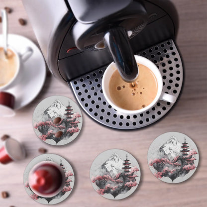 QsirBC Japanese Tower Coasters Set of 4 for Drinks Coffee Table