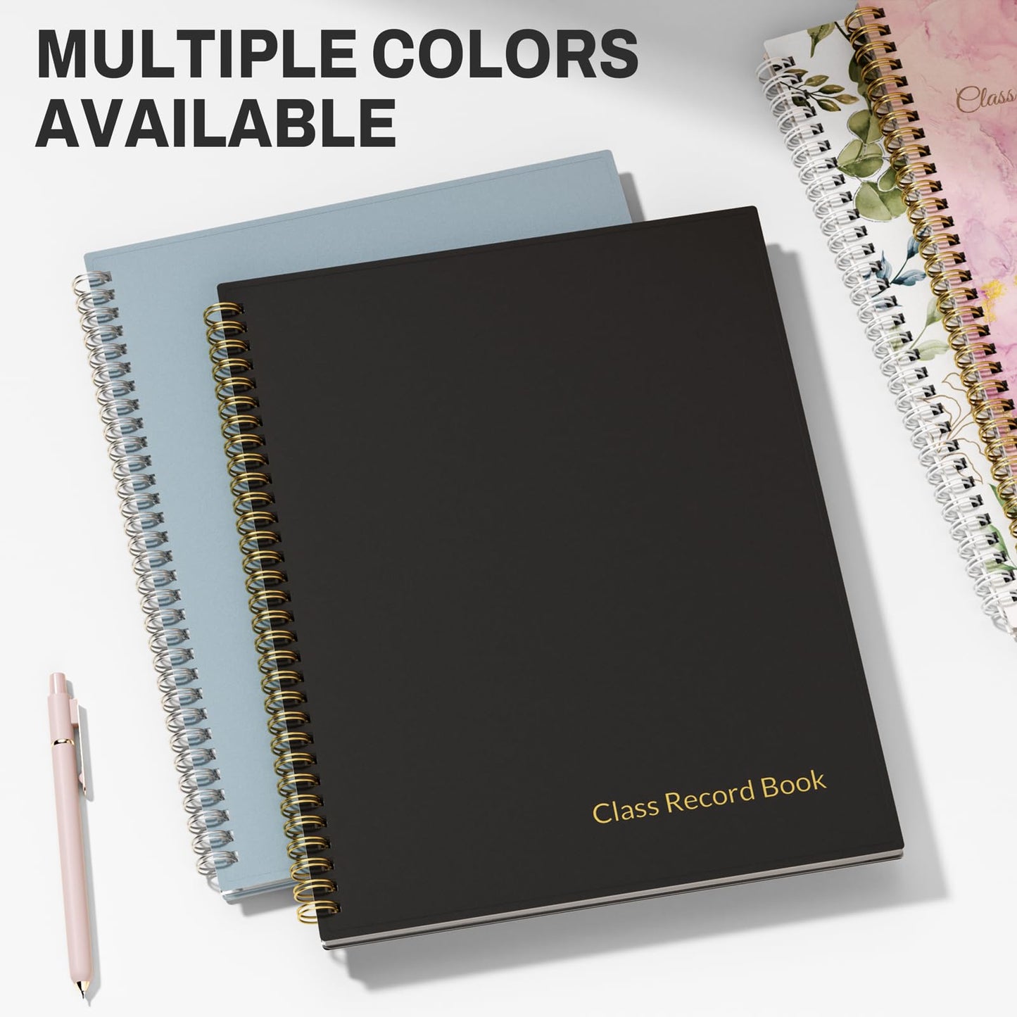 SUNEE Teacher Class Record Book for 9-10 weeks, 36 Names, 8.5x11 Inch, 104 Pages (52 Sheets), 100gsm Thick Paper, Larger Grade Recording up to 36 Students with Water-Resistant Plastic Cover, Black