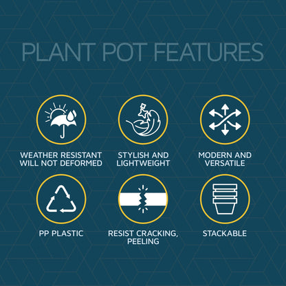 Gray 6-Inch Plant Pots with Drainage & Saucers 6 Pack, Indoor & Outdoor Planters for Houseplants, Herbs, and Flowers, Durable & Weatherproof Material, Stackable, Lightweight, Minimalist Design