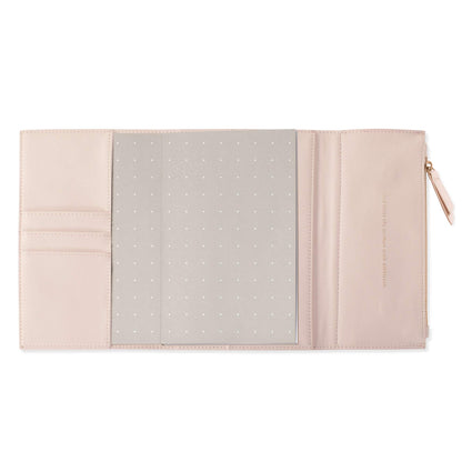 Fringe Vegan Leather Clutch Paperback Journal Encased In Soft Cover with Zippered Pouch Flap Closure, 240 Lined Sheets 6 x 8.5 Inches, Blush (135006)