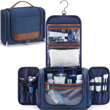 Ralnitote Large Hanging Toiletry Bag for Men, Travel Bathroom Bag with Hook, Hygiene Bag Organizer for Shower, Shaving & Grooming Essentials, Navy