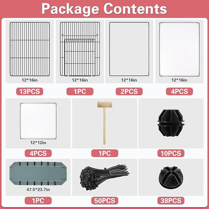VISCOO 24 Panels Small Animal Playpen,Pet Playpen,C&C Cage for Guinea Pigs,Puppy Play Pen,Baby Chicken Cage,Indoor Outdoor Portable Metal Wire Yard Fence with Waterproof Mat