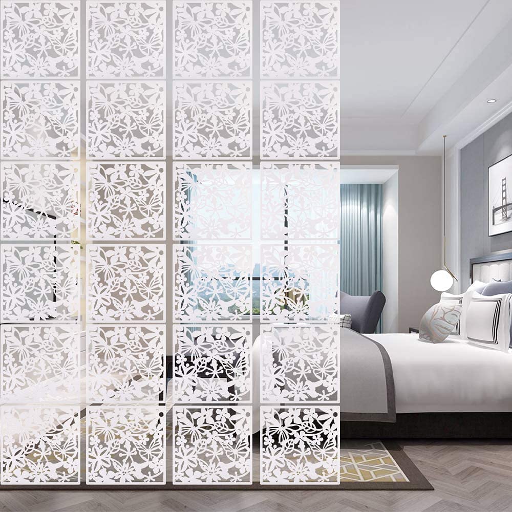 12+4PCS KEIBIKEIDI Hanging Room Divider Screens Made of Environmentally PVC, Simple and Modern White Hanging Panel Screen for Decoration Home, Livingroom,Bedroom, Kitchen, Dining Room,Hotel and Bar