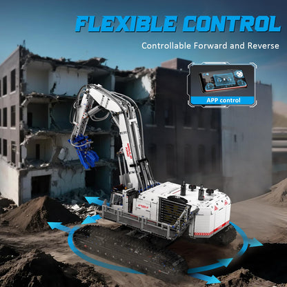 Mould King Mobile Demolition Crane Construction Set, APP Control Motorized Excavator Truck Building Blocks Kit, DIY Assembly STEM Car Toys for Adults - Perfect for Creative Play and Learning (4195+)