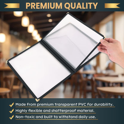 AMGSH 6 Page 12 View Menu Covers 8.5 x 11 Inch, Clear View Menu Holder Transparent Menu Sleeve, Fits Letter Size Paper for Kitchen, Restaurant Supplies, Wine Menu Morning Menu Homeschool 2 Pack