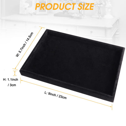 Mornajina 2 Pcs 9" x 5.7" Velvet Jewelry Tray Jewelry Display Tray, Stackable Empty Plate Trays for Earrings Necklaces Bracelet Rings Display Showcase - Black