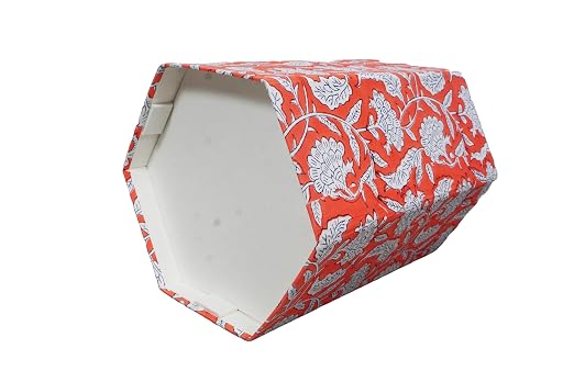 3.3 Gallon Cotton Hand Block Printed Paper Waste Basket |Small Decorative Trash Can for Housewarming Gifts in Living Room, Bedroom, Bathroom | Eco-Friendly, Plastic-Free (1, ORE. White FLOWAR)