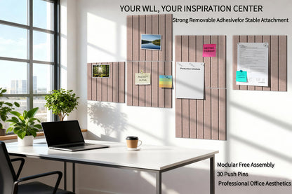 12 Pack Bulletin Boards 48" x 36" Alternative Cork Board for Office,Built-in Storage Device，Large Cork Boards for Walls ， Felt Wall Tiles, Contains Removable Security Stickers and PushPins (V-Beige)