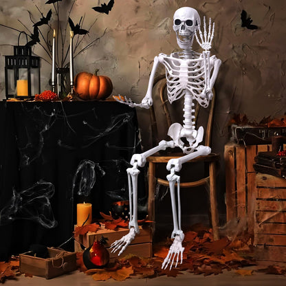 Hibsotco 2Pack 5.4Ft Life Size Skeletons Posable Skeletons Full Size Plastic Human Skeleton with Movable Joint for Halloween Outdoor Indoor Decorations