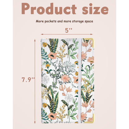 YeeCASE 2Pack Flower Server Book for Waitress with Money Pocket and Zipper Pouch, Fits Waitress Apron, Waitress Accessories, Receipt Holder with High Volume Pocket (Flower-Grass)