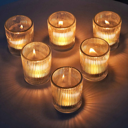 VOHO 24pcs Clear Candle Holder Wedding Centerpieces for Tables, Votive Candle Holders for Votive & Tea Lights Candles, Clear Glass Tealight Candle Holder for Halloween