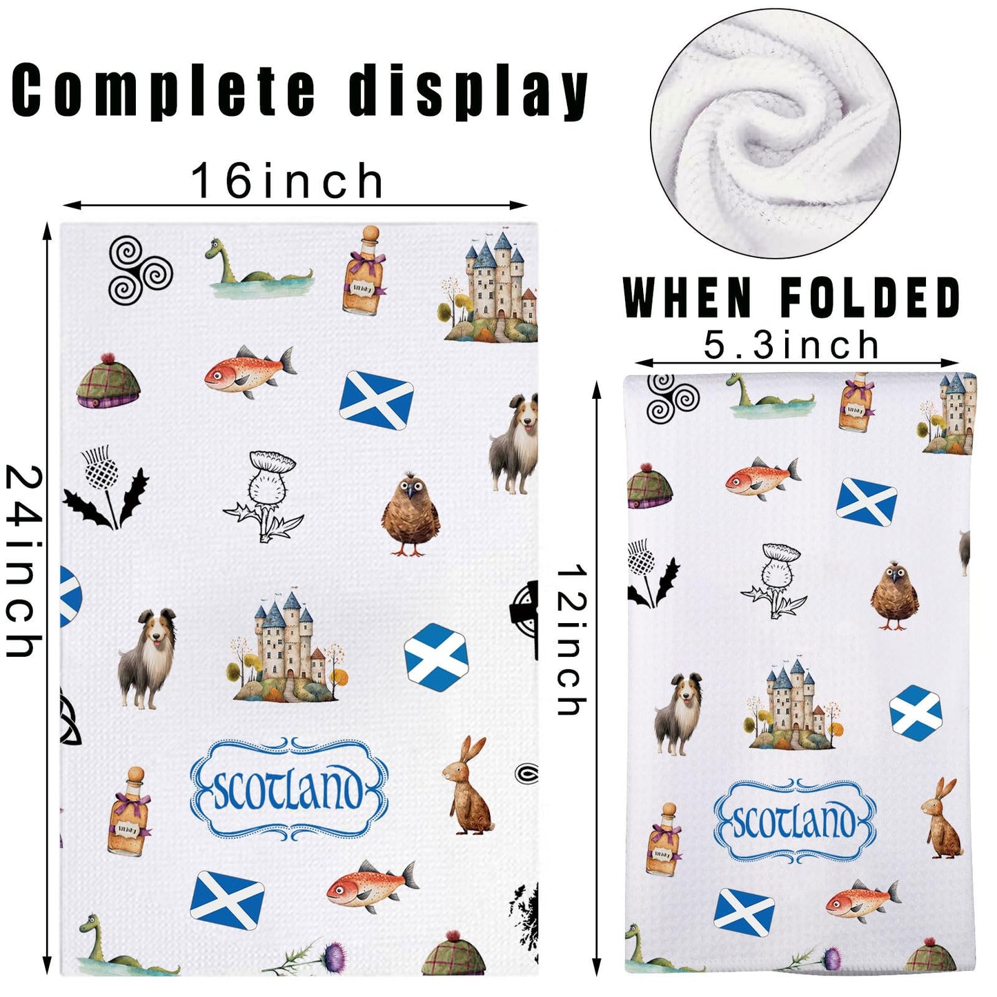 JNIAP Scottish Kitchen Towel - Scottish Thistle Pattern, Highlander Gifts (Scotland)