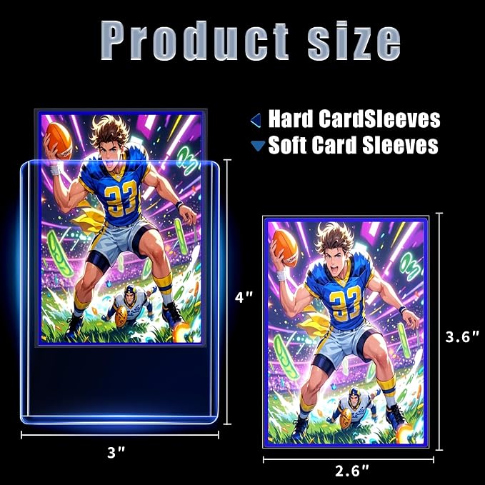 200 Card Sleeves Toploads for Cards,3" x 4" Baseball Card Protectors,Premium Standard Size Trading Hard Plastic Card Holder for Sports Football Cards(100 Hard Protectors +100 Soft Sleeves)