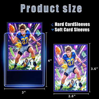 200 Card Sleeves Toploads for Cards,3" x 4" Baseball Card Protectors,Premium Standard Size Trading Hard Plastic Card Holder for Sports Football Cards(100 Hard Protectors +100 Soft Sleeves)