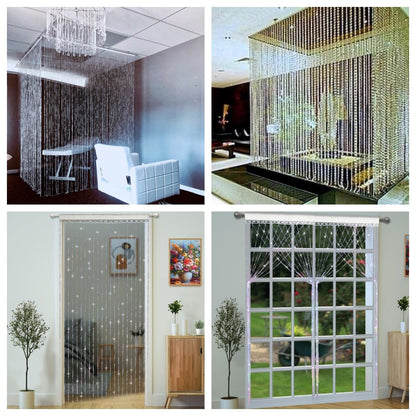 YaoYue Crystal Beaded Curtain Door Curtain 36 x 79 Inches 22 Strands Acrylic Hanging Door Beads Room Divider for Doorway Window Living Room Bedroom Wall Closet Home Decor (White,1 Panel)