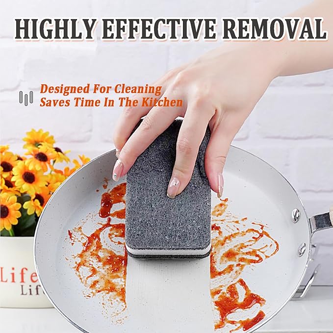 Taeku Natural Kitchen Sponge, 6 Pack Heavy Duty Scrub Cellulose Sponge Premium Multifunction Eco Friendly Cleaning Sponges for Dishes (Grey)