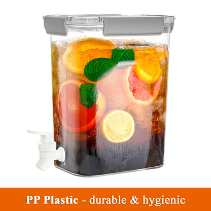 Elsjoy 1.2 Gallon Plastic Drink Dispenser with Spigot, Cold Beverage Dispenser Fridge Drink Container for Iced Tea, Lemonade, Coffee