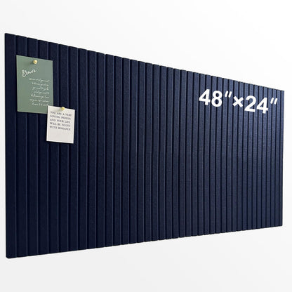 Large Cork Board for Office, 8 Pack Felt Wall Tiles with Slat Wall Paneling and Safe Removable Adhesive Tabs, Felt Bulletin Board Pin Board Cork Boards for Walls - Dark Blue