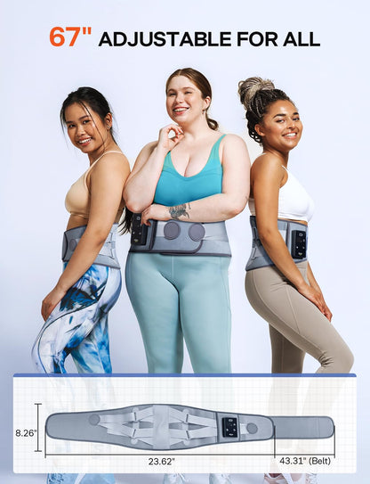 ALLJOY 67" Cordless Heating Pad for Back Pain Relief FSA Eligible HSA, Christmas Gifts for Women Men Mom Dad, Portable Lower Back Massager with 3 Heat 5 Vibration, Wireless Heating Pad for Cramps