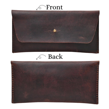 Autentico Leather Money Cash Envelopes Wallet for Men, Money Bag Pouch Reusable Budget Envelope, Retro Clutch Wallet, Dark Brown
