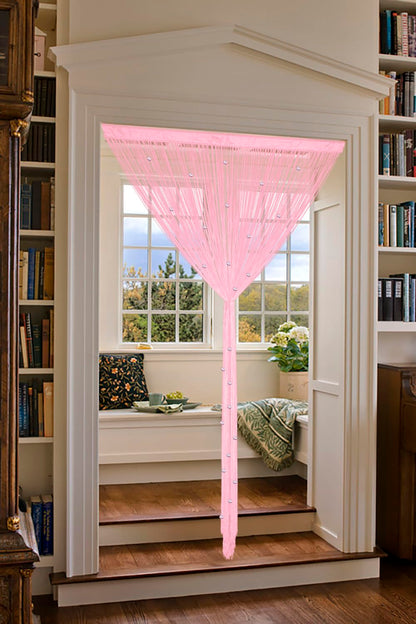 YIIBAII Beaded Curtain Beaded Curtains for Doorways Crystals Suitable for Interior Decoration and Partitions Hippy Closet Curtains (Pink, 39"x79")