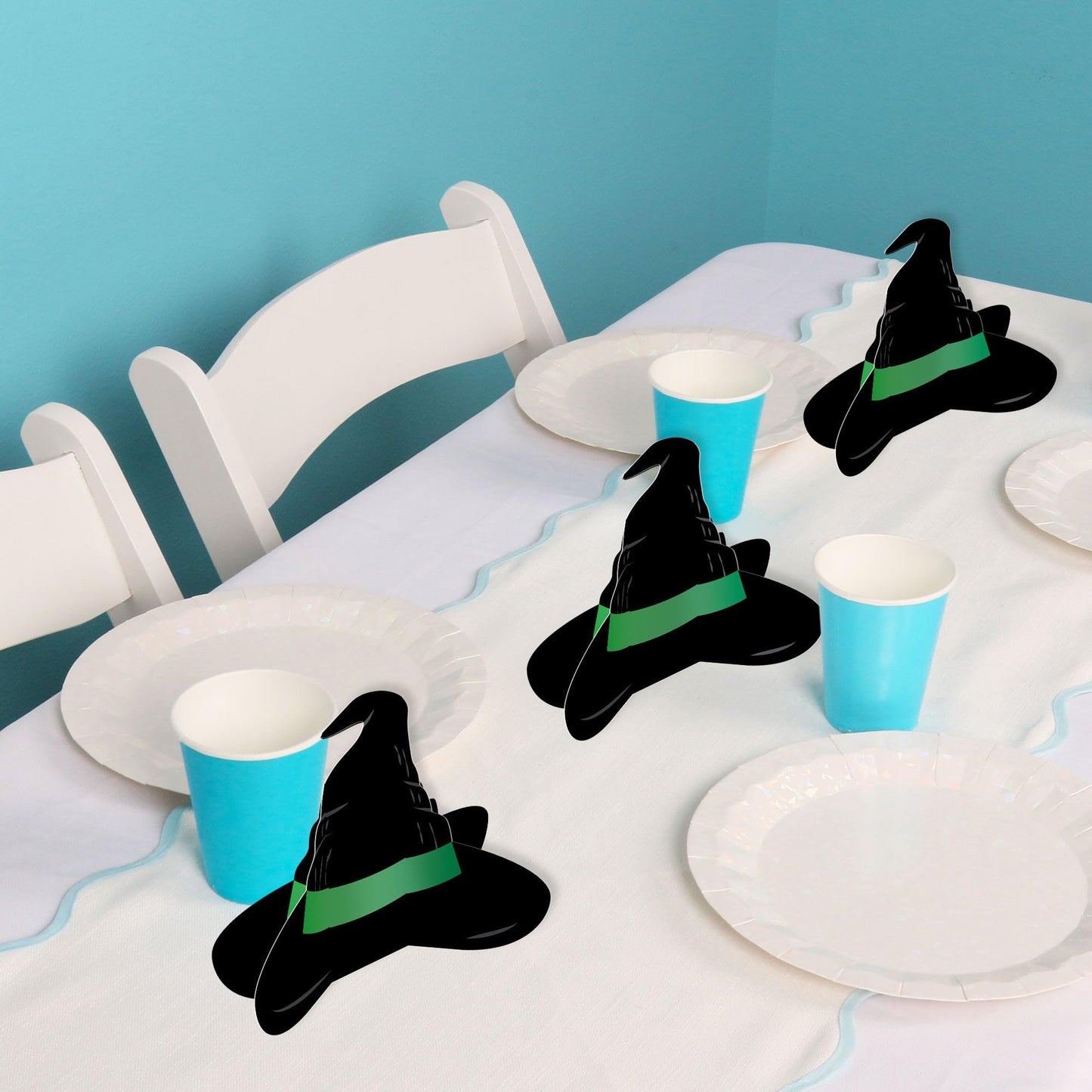 Big Dot of Happiness 3D Witch Centerpiece Table Decorations, Freestanding Good Pink and Green Birthday Decor, Witch Halloween Party Centerpieces - 8 Count