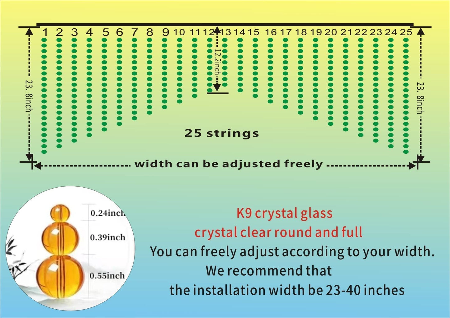 Rekelola Crystal Beaded Curtain for Doorways,Hanging Glass Door Beads Curtains for Windows Room Divider Bedroom Coffee House Bar (25 Strings Champagne)