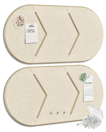 Cork Board Alternative, Felt Bulletin Board for Walls, 2-Pack 23.6"x11.8" Pin Board Wall Organizer with 35 Push Pins, Adhesive Install Wall Decor for Office, Classroom, Home, Desk Accessories