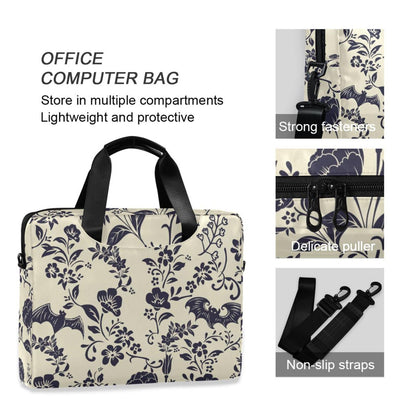 Goth Bat Flower Laptop Case 15.6 inch Computer Bag Waterproof Laptop Briefcase Laptop Bag for Women & Men