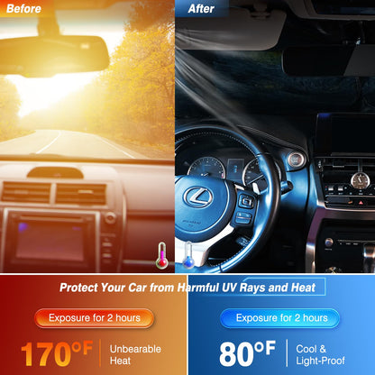Windshield Sun Shade, Car Sun Shade Windshield Blocks UV Rays, Keep Car Interior Cool, Front Foldable Windshield Sunshade for Hatchback, Truck, SUV, MPV