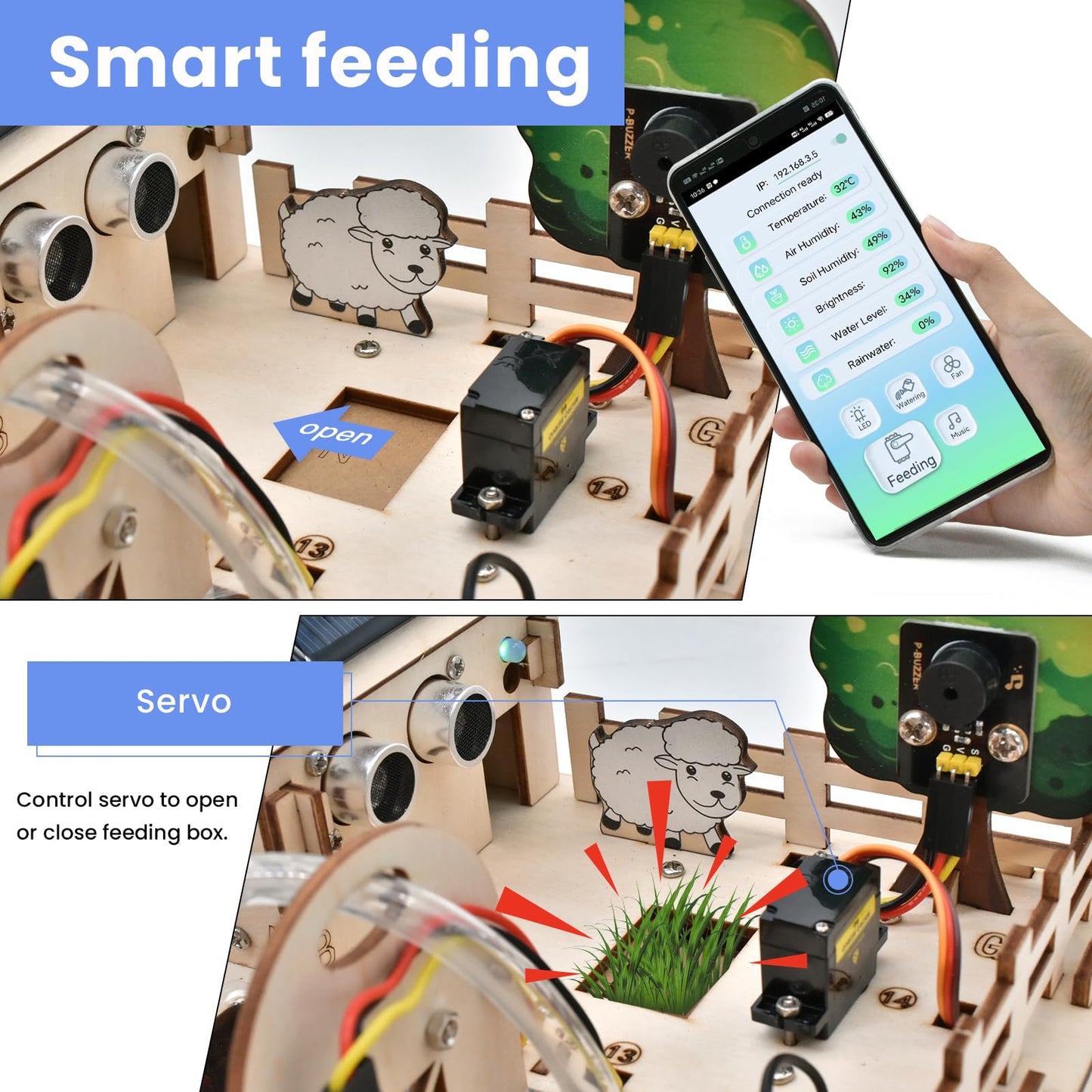 KEYESTUDIO IoT Control Smart Farm Starter Kit for Arduino ESP32,Electronics Programming Kit Compatible with Arduino Scratch Online Tutorials,DIY Sensor Kit STEM Educational Set for Adults Teens 15+