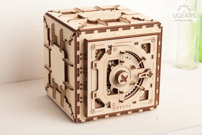 UGEARS Model Safe Kit 3D Wooden Puzzles for Adults - Wooden Model Kits for Adults - Mechanical Safe Puzzle Box, 3D Puzzles for Adult, DIY Wooden Model, Brain Teaser Hobby Gift Set for Fathers Day