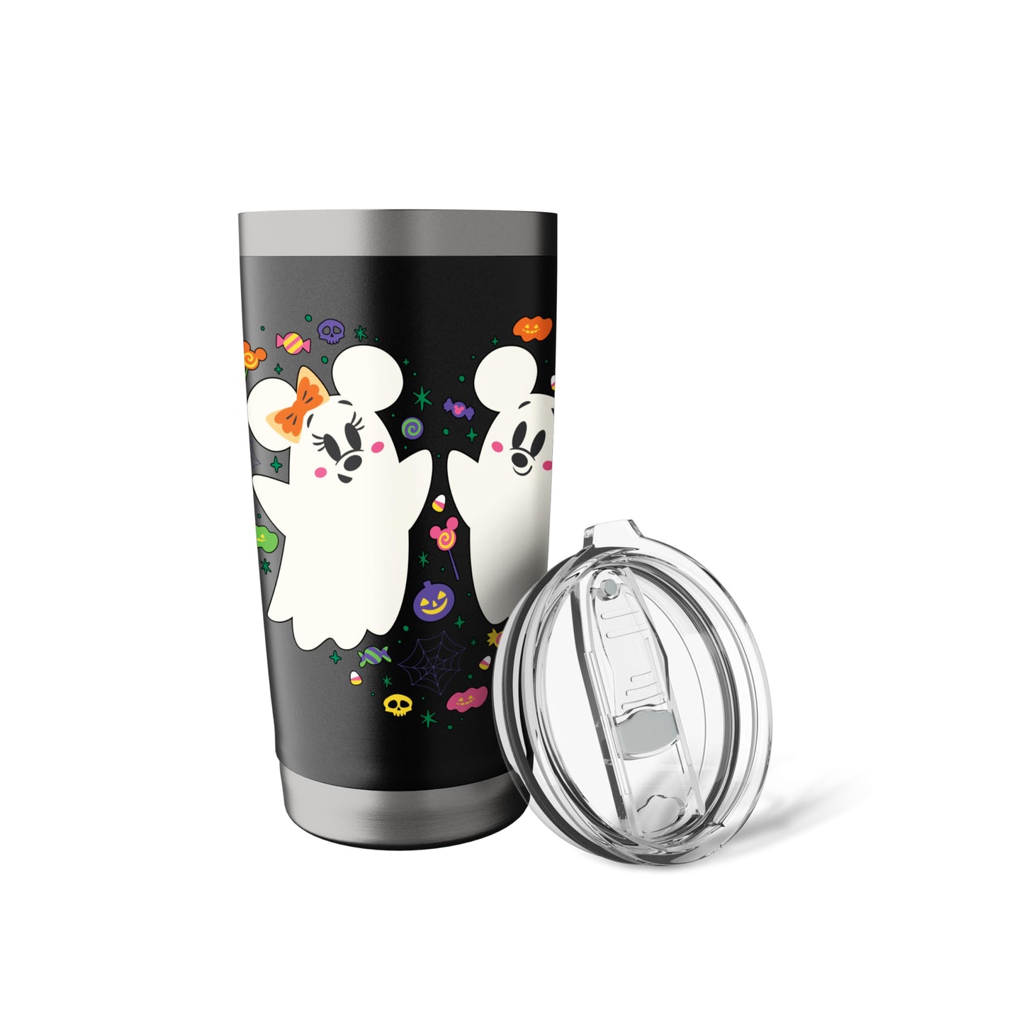 Disney Mickey and Minnie Cute Little Ghosts Halloween Heart Stainless Steel Insulated Tumbler