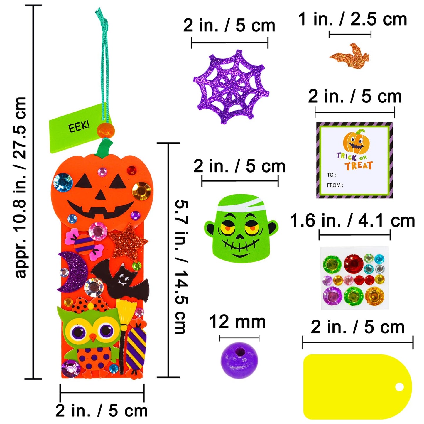 Winlyn 24 Sets Halloween Craft Kits Fall Crafts DIY Candy Corn Bat Ghost Witches Bookmark Ornaments Art Sets Foam Stickers Arts and Crafts for Kids Classroom Activities Trick-or-Treaters Party Favors