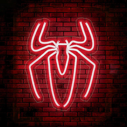 Spider Anime Room Decor Neon Sign - 9 Brightness Adjustments USB Powered Cute Spider Lamp for Boys Bedroom Wall Night Light, Happy Birthday Gift for Kids, Halloween Decoration (Red)