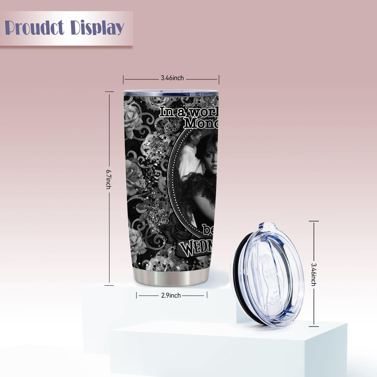 ATHAND Wed TV Show Tumbler,In A World Full Of Mondays Cup,Tv Shows Merchandise for Women Girls Teen,Horror Goth Movie Lover Gift TV Show Fans Present,1 Pcs