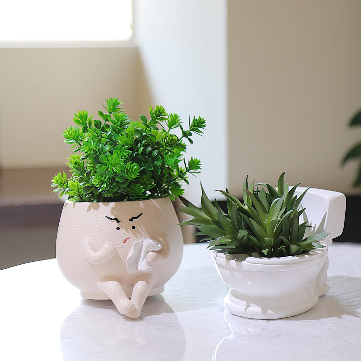 Pricetail Face Planter Pots Funny Toilet Plant Pot for Indoor Plants, Cute Face Head Flower Pots Quirky Succulent Planters Gift Ideal for Home, Office, Christmas